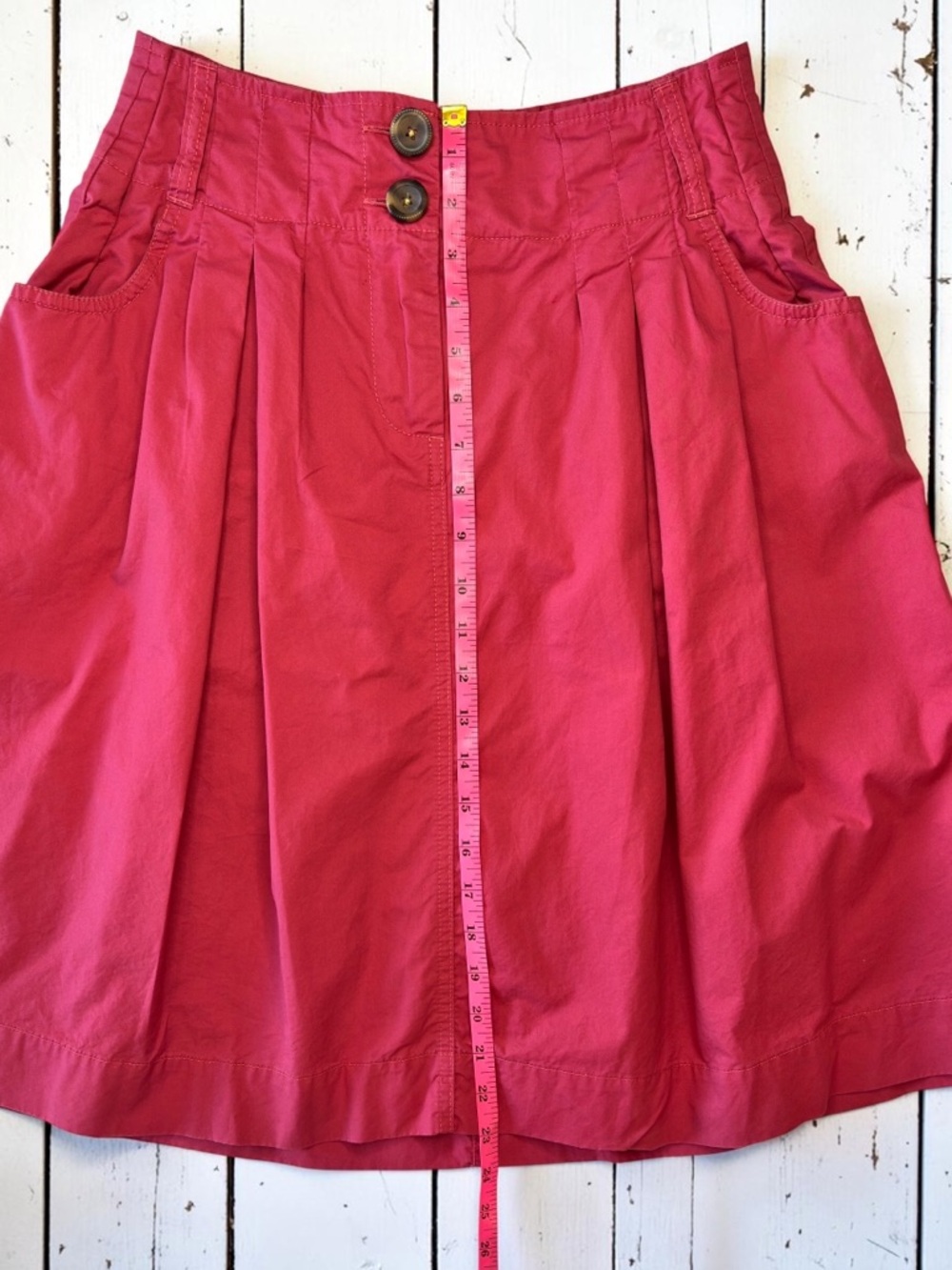 Merona Coral Pink Pleated A-Line Skirt Cotton Knee Length Size 6 - Picture 10 of 11